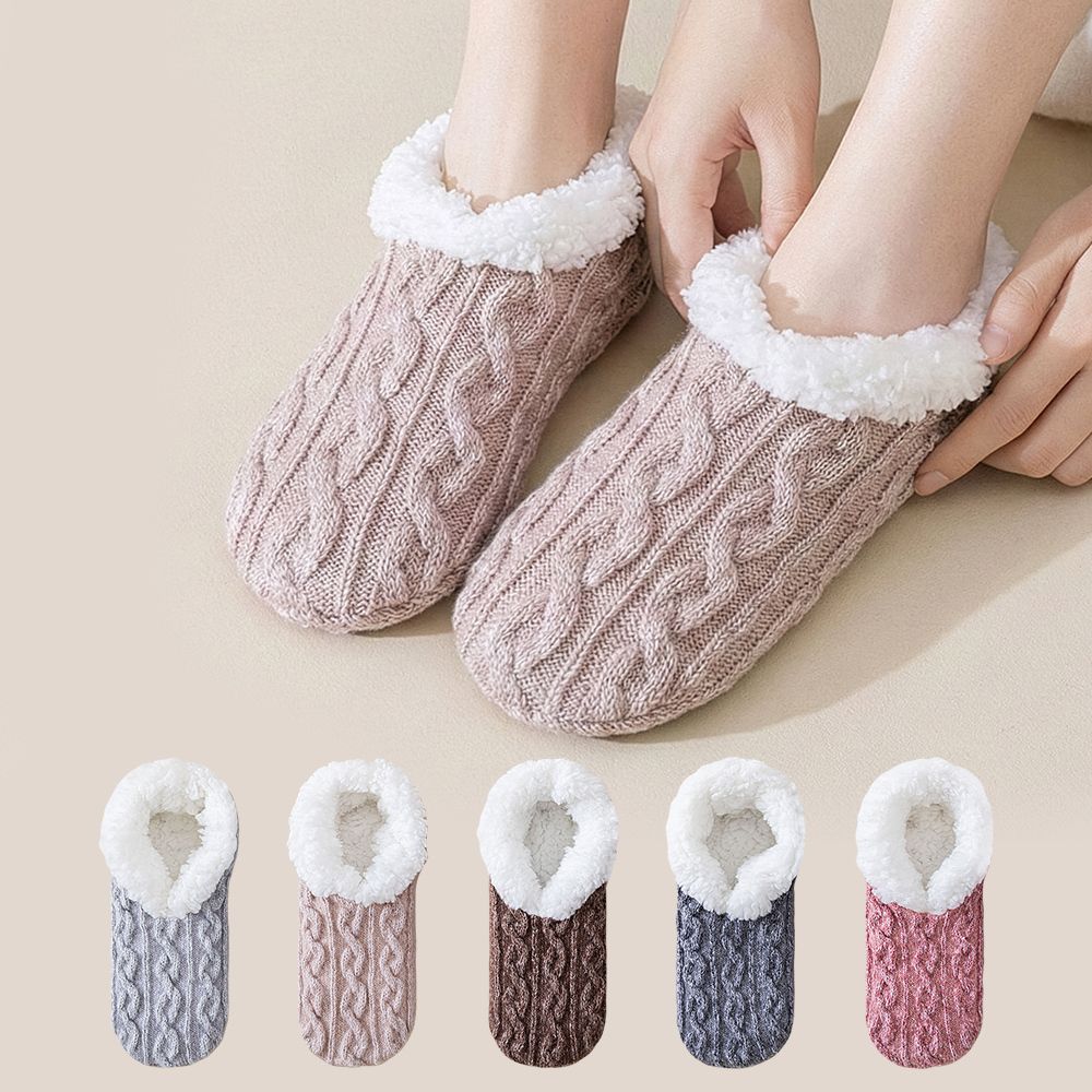 [1+1] 포실니트 양털 덧신 미끄럼방지 방한 실내화겸용 컬러5종