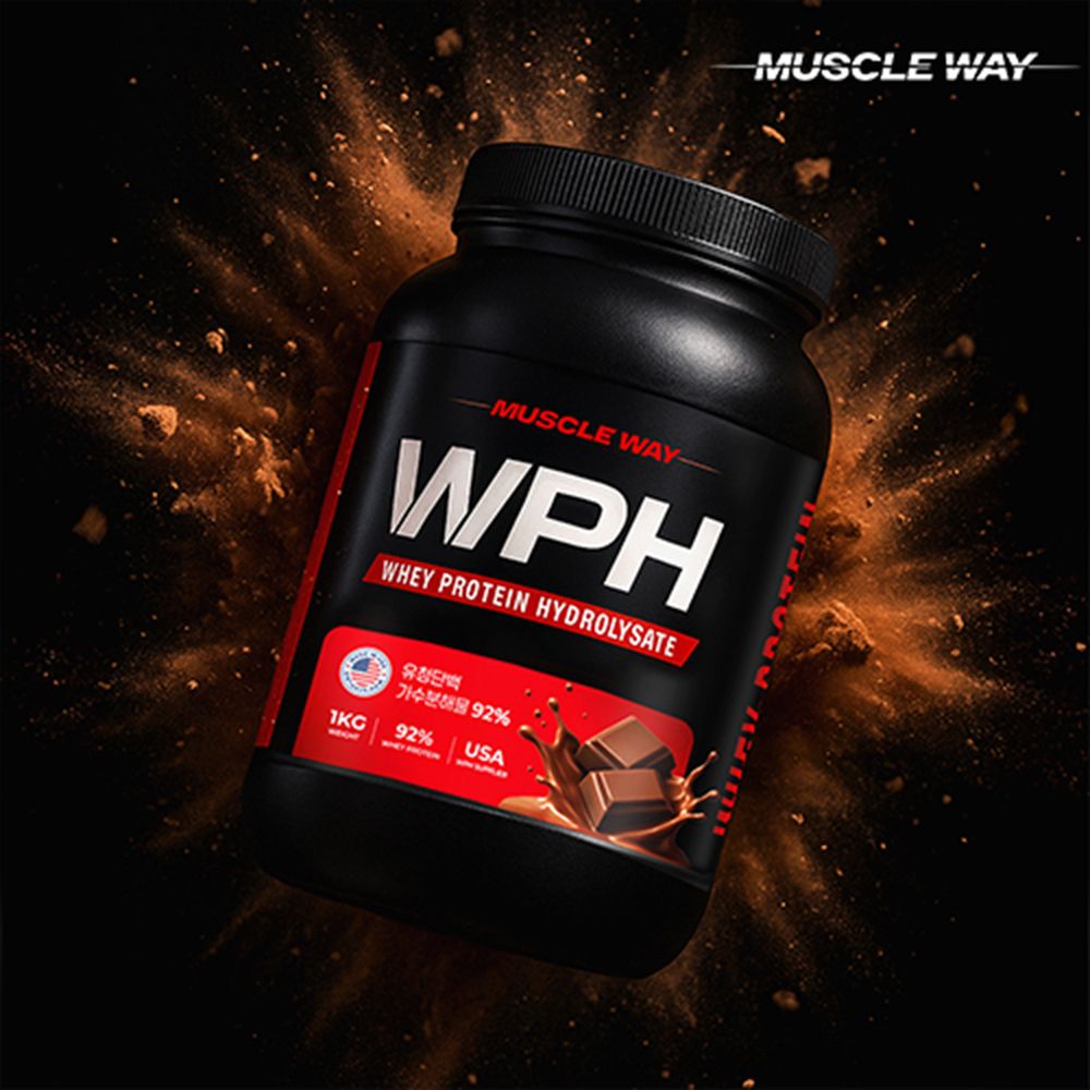 [M][머슬웨이] WPH 초코 유청단백 가수분해물 92% 1통(1kg)