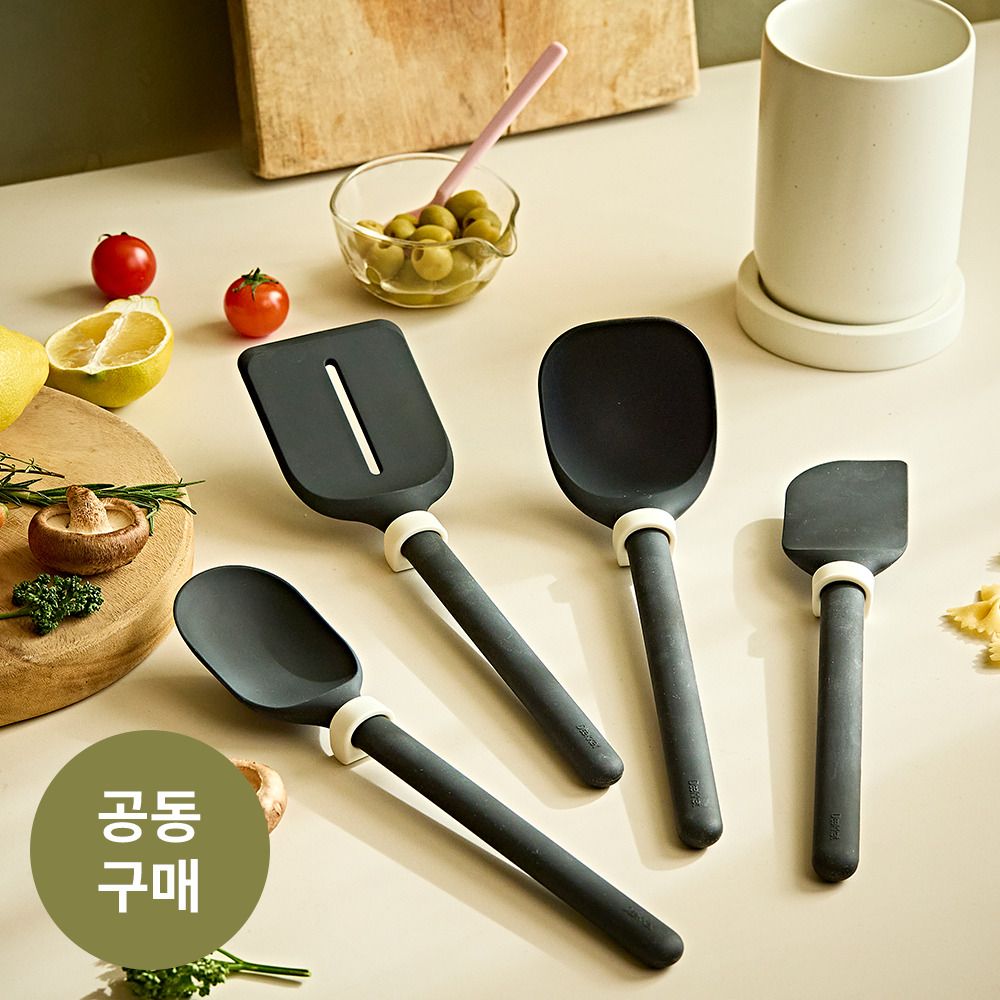 [공동구매] 긁힘 걱정 없는 Daekket 실리콘 키친툴 5P 세트 (조리도구 4P + 조리도구통 1P)
