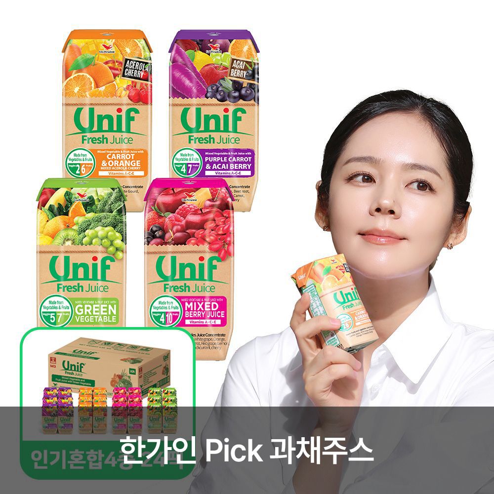 [단3일만] 한가인 Pick 유니프 과채주스 24팩 4종 골라담기