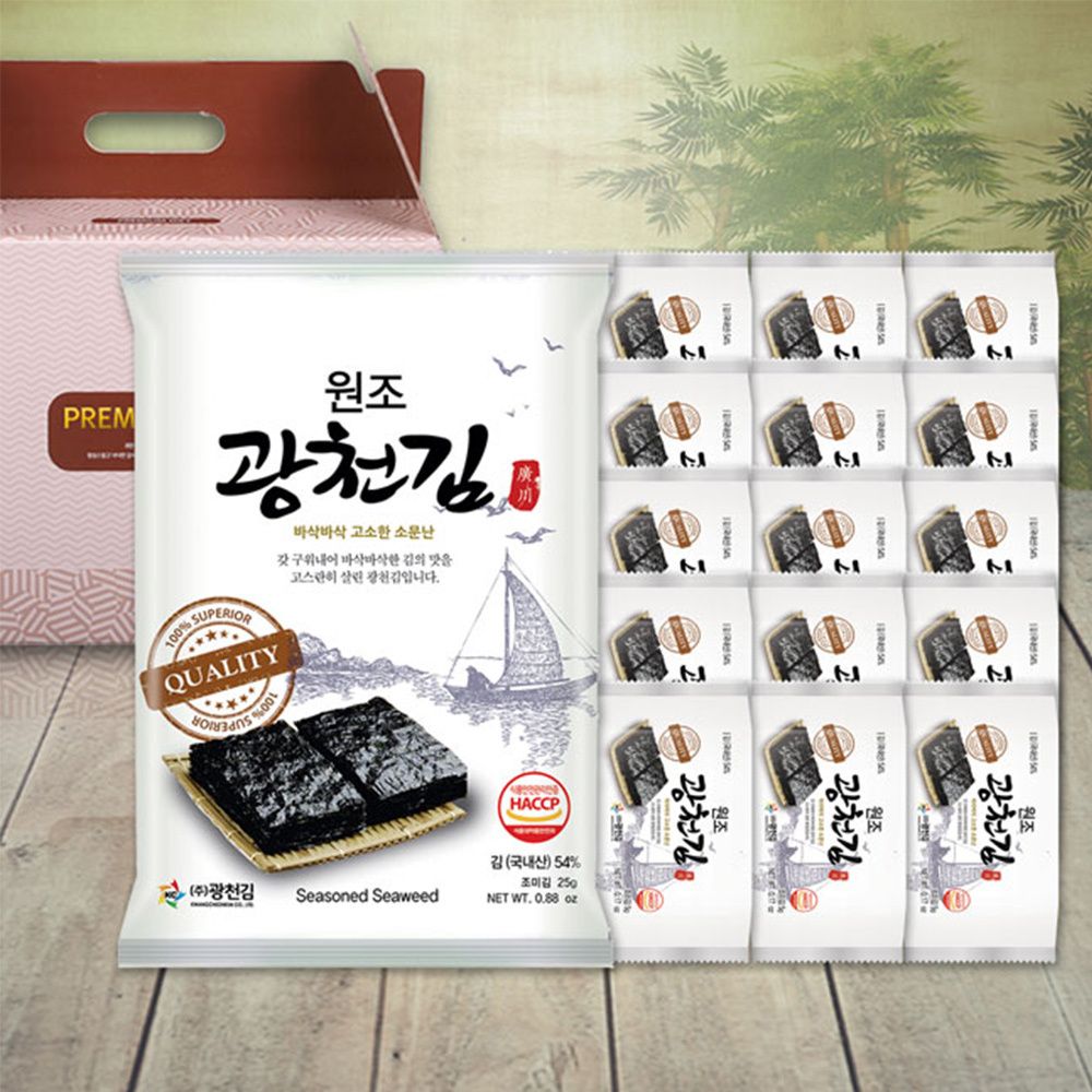 [명절선물세트] '원조 광천김' 광천김특선 (도시락김 5g x 15봉, 전장 25g x 1봉)