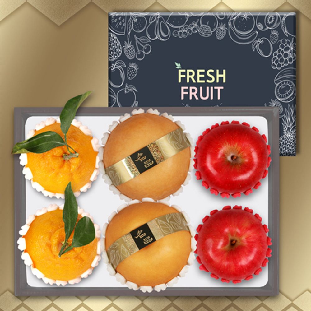 ▶2월3일부터 출고◀ [명절선물세트] 프리미엄 한라봉/사과/배 6과 세트 2.5kg내외 (한라봉 2과, 사과 2과, 배 2과)