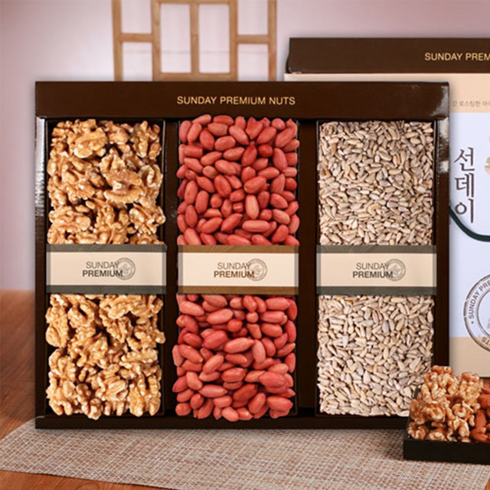 [명절선물세트] '고소한 견과' 선데이프라임 3p 1호 (호두140g, 땅콩180g, 해바라기씨180g)