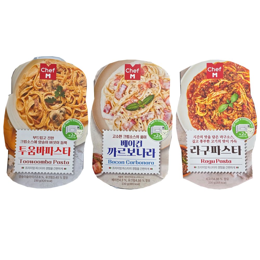 [쉐프엠] 전자레인지 간단 조리 투움바/베이컨까르보나라/라구 파스타 3종