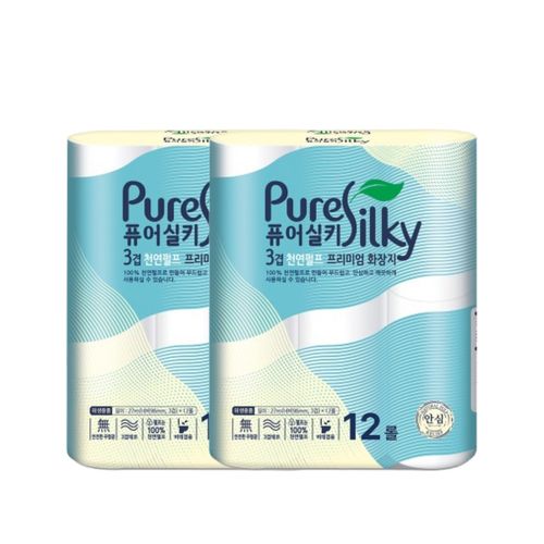 먼지적은 퓨어 실키 화장지 27M 12롤 2개