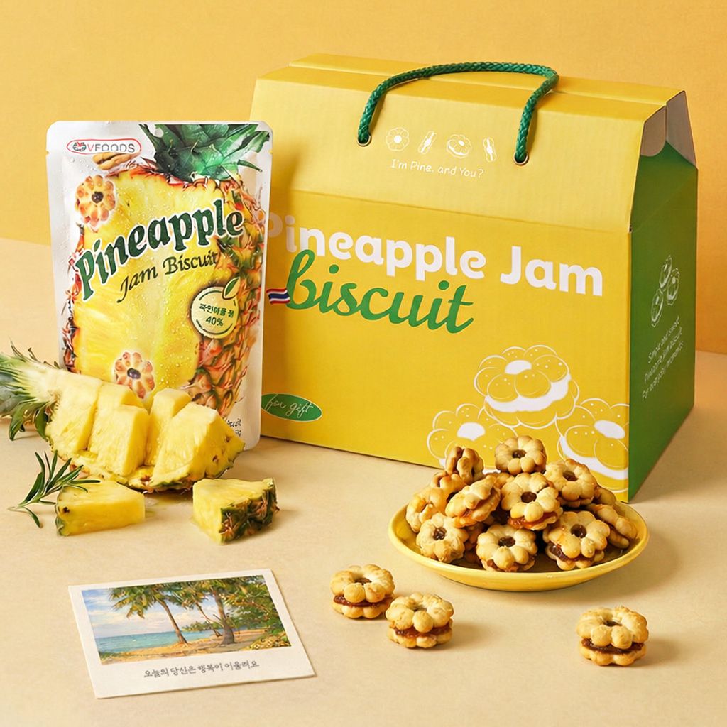 [쿠키선물박스] 태국 파인애플잼비스킷 8봉 선물세트+감동엽서