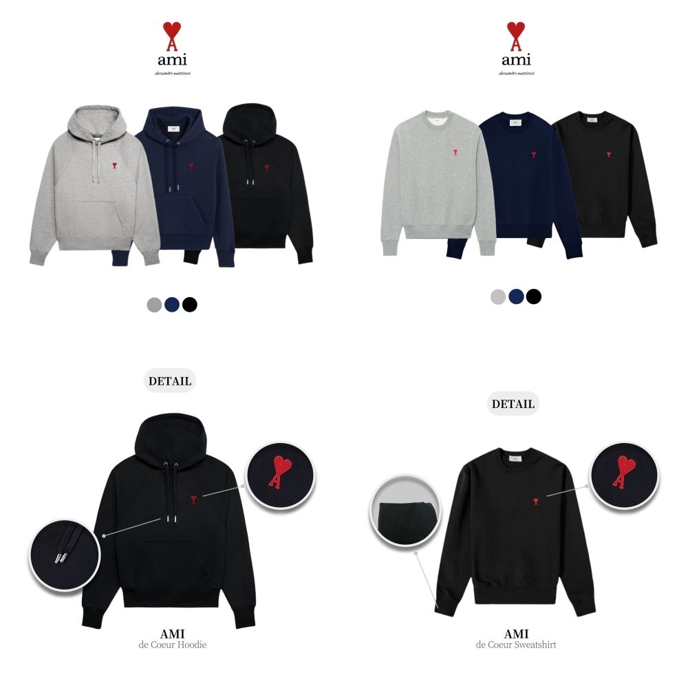 [병행수입] AMI 아미 스몰하트 로고 후드티·맨투맨 정품 QR인증!