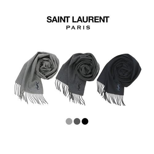 YSL 캐시미어 혼방 입생로랑 자수 머플러