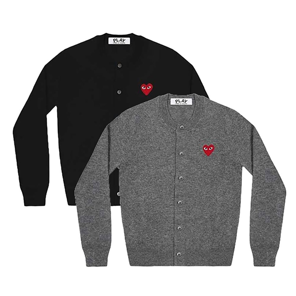 [꼼데가르송] 레드하트 와펜 니트 라운드넥 가디건