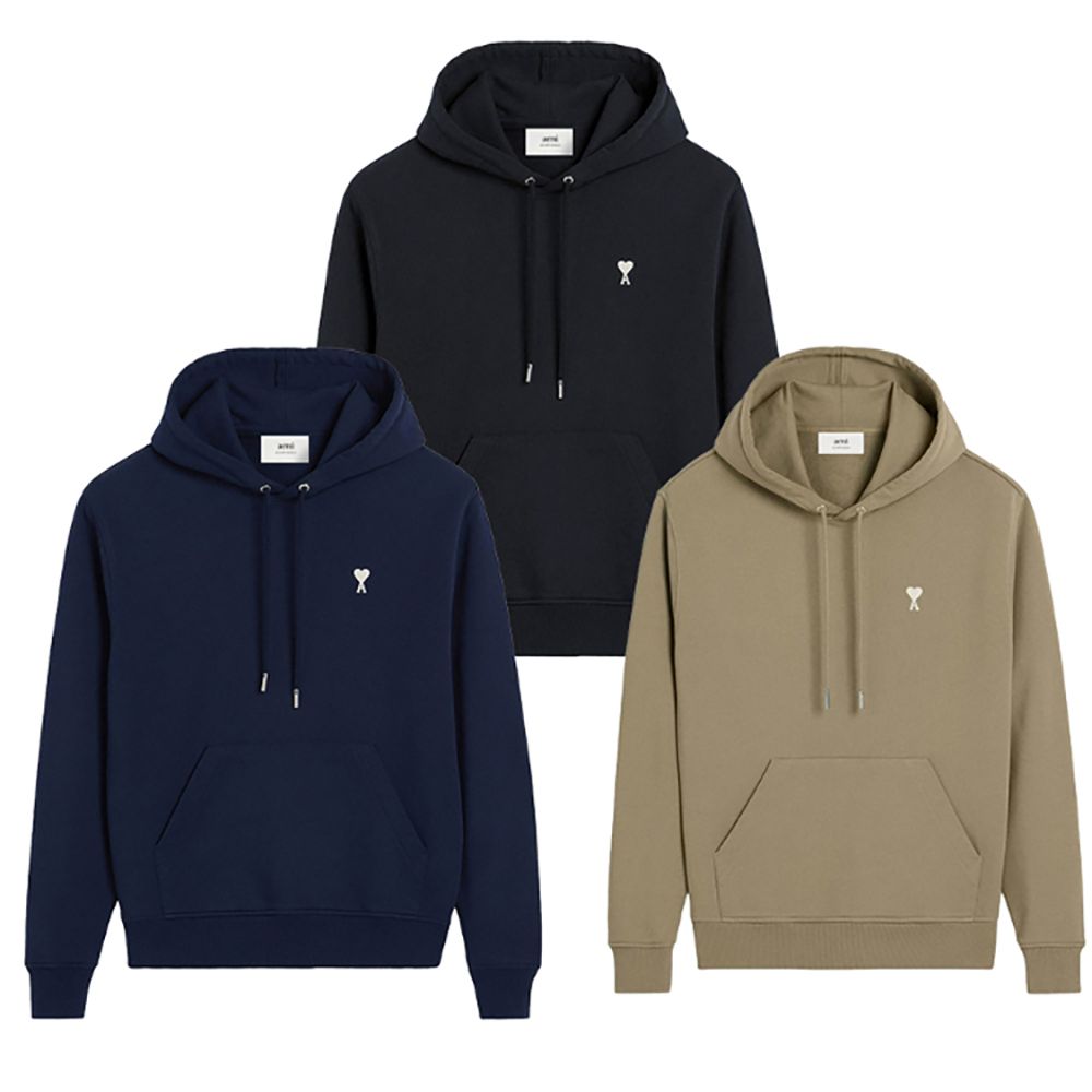 [AMI] 아미 화이트로고 후드 티셔츠 HSW260 730 3종택1