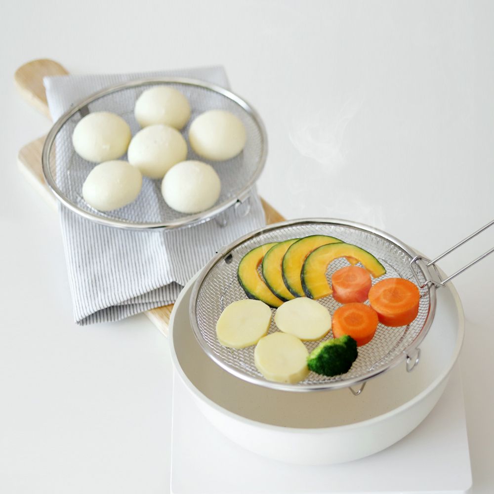 [리본제이]304 스텐 채반 찜기 2P (탈부착 손잡이 포함) / 원형 핸들 채반 야채 찜기 스티머