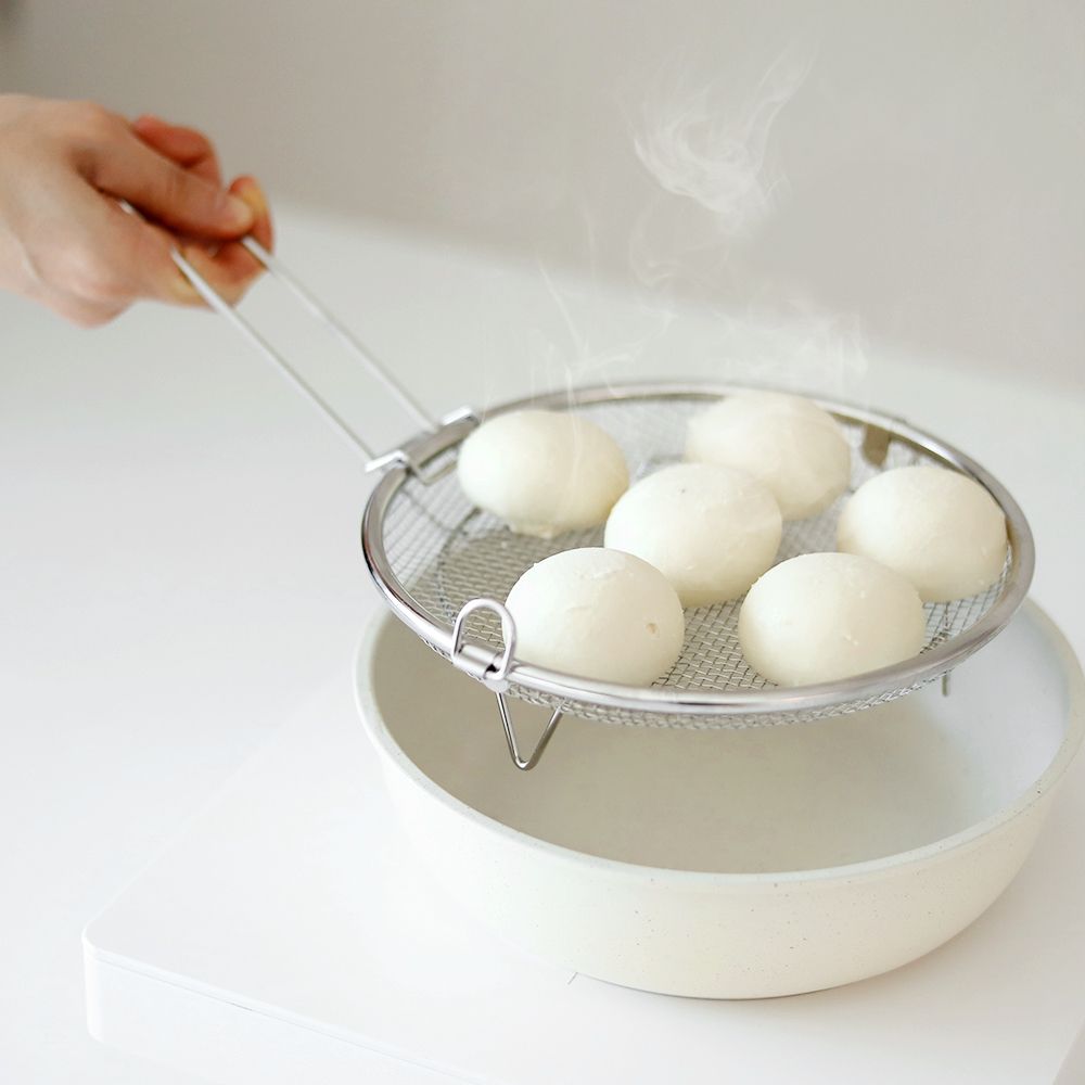 [리본제이]304 스텐 채반 찜기 (탈부착 손잡이 포함) / 원형 핸들 채반 야채 찜기 스티머