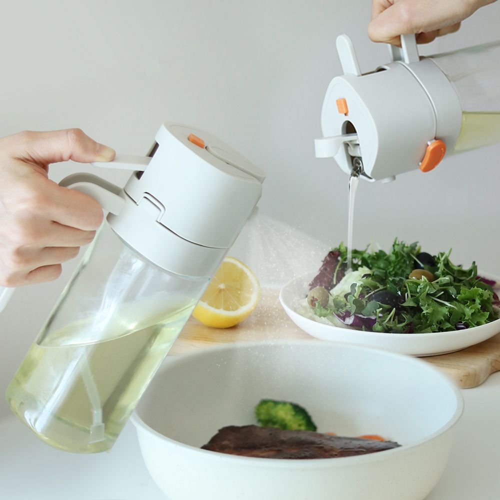 [리본제이]자동개폐 오일스프레이 500ml / 분사형 오일병 유리 오일 디스펜서 기름병 분무기