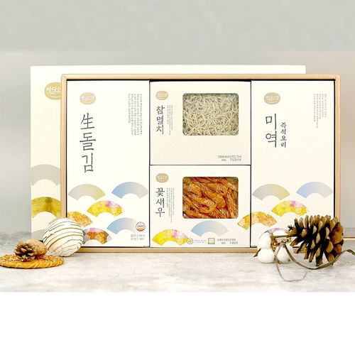 (2026) 바다 보람 기획선물세트+쇼핑백 (생돌김+세멸+꽃새우+미역)