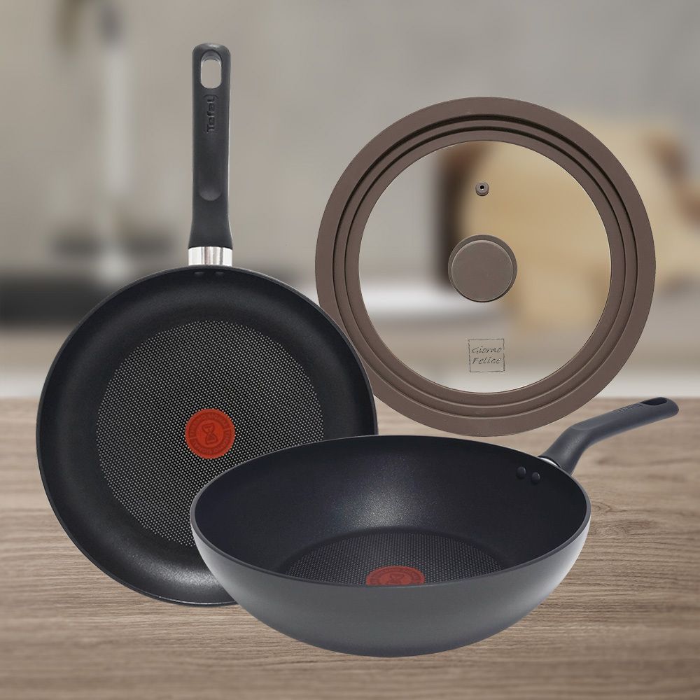 ★베스트구성 [테팔] 인덕션 델리커시 티타늄 프라이팬 28cm+멀티팬 28cm+[죠르노펠리체] 실리콘 멀티 유리 뚜껑 M