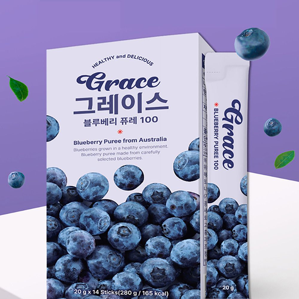 첨가물 0% 그레이스 블루베리 퓨레 100 1박스(14포)