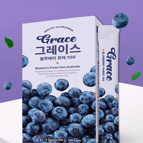 첨가물 0% 그레이스 블루베리 퓨레 100 1박스(14포)