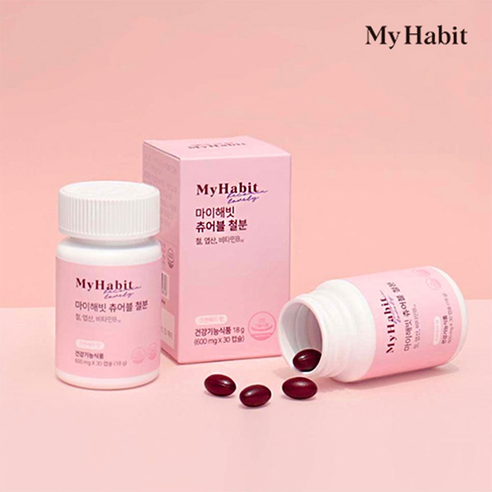[마이해빗] 츄어블 철분엽산비타민B12 크랜베리맛 1통(1개월분)