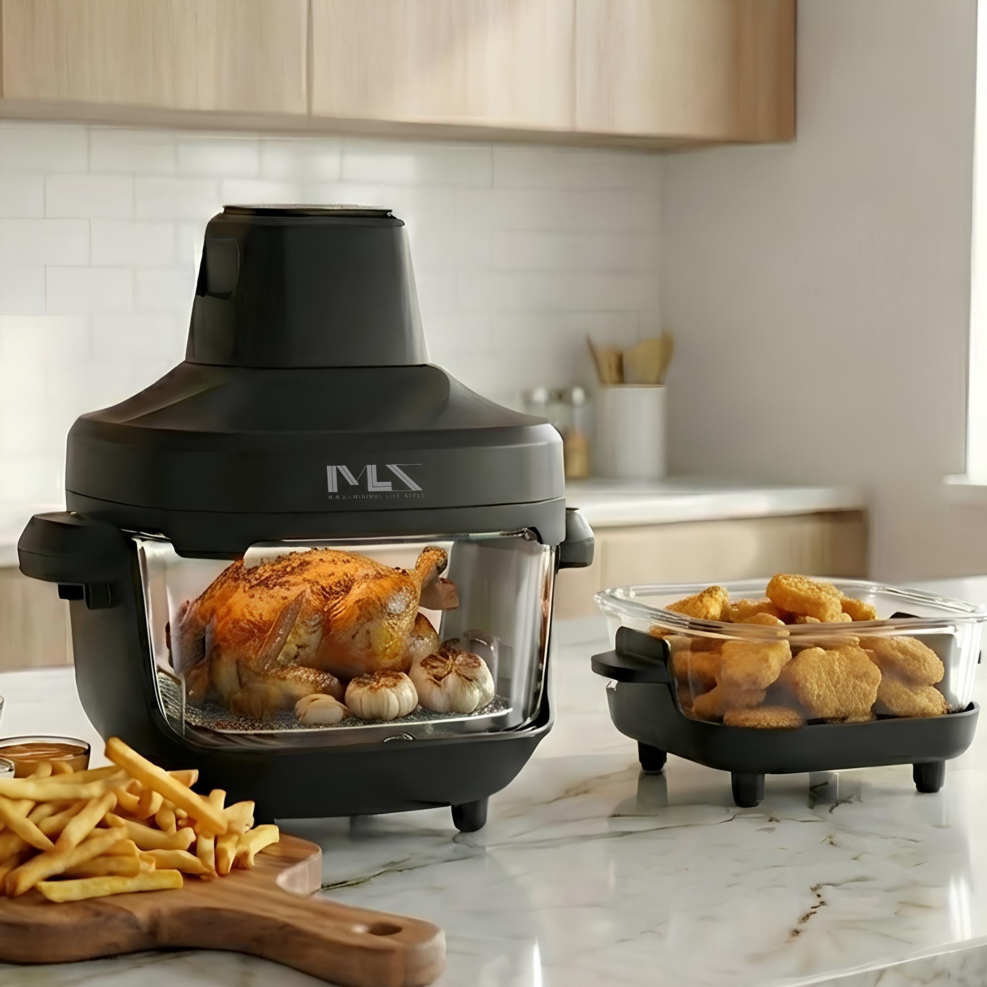 미라스 듀얼바스켓 글라스 에어프라이어 4.5L+1.2L MS-4015PC