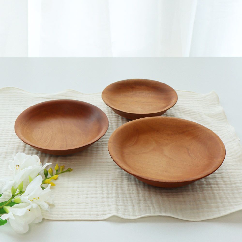 [부엌다옴] 마호가니 원목 깊은접시 3종 세트 (소+중+대)