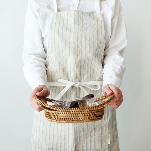 스티치 린넨 앞치마