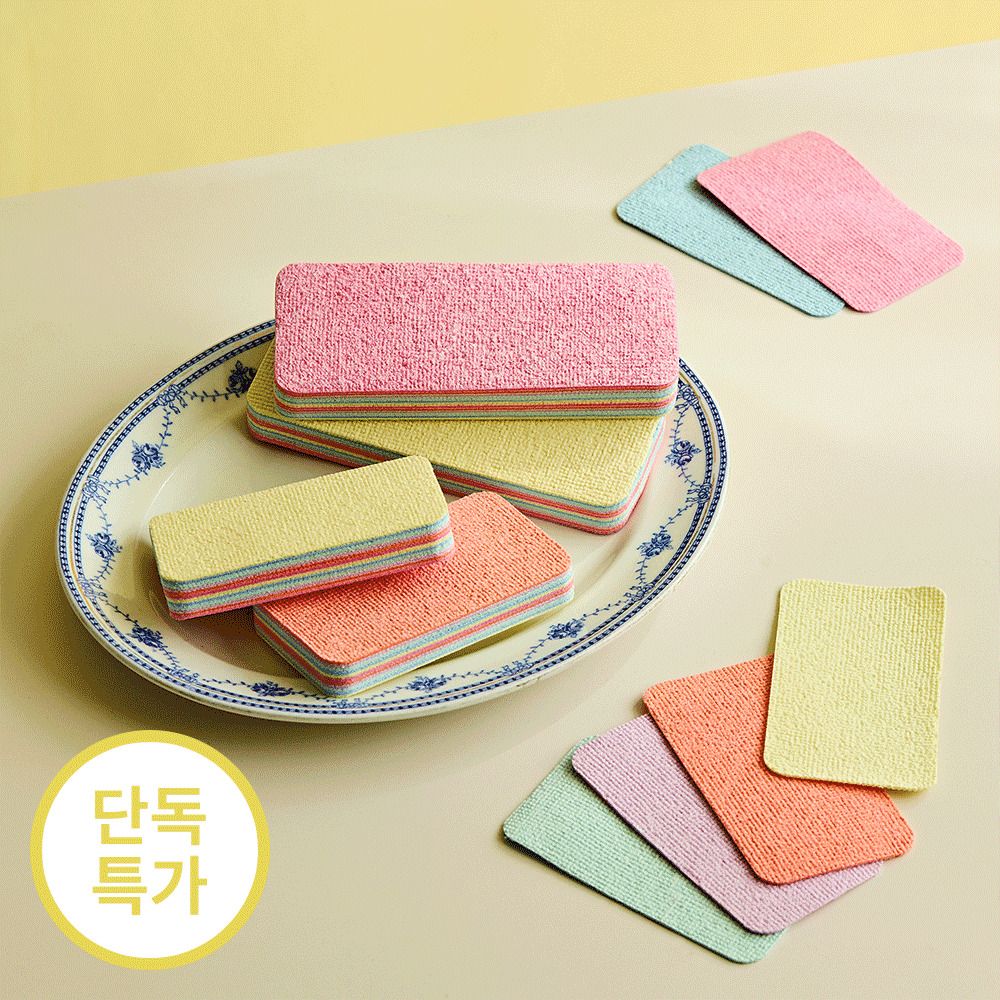 [3월신박템] 람스홈 12겹 뜯어쓰는 레인보우 블럭 멀티 수세미 (3개입/5개입)