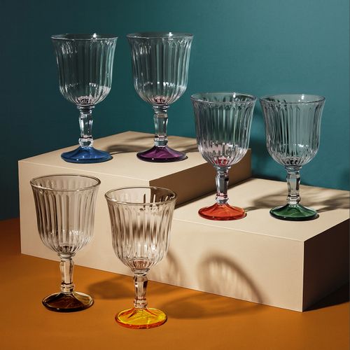 모네프 투톤 글라스 고블렛잔 320ml 6컬러 세트 와인잔 샴페인잔