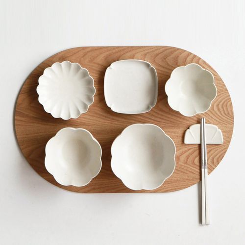 모네프 핸드메이드 환원 도자기 한식세트 1인조 6p 화이트