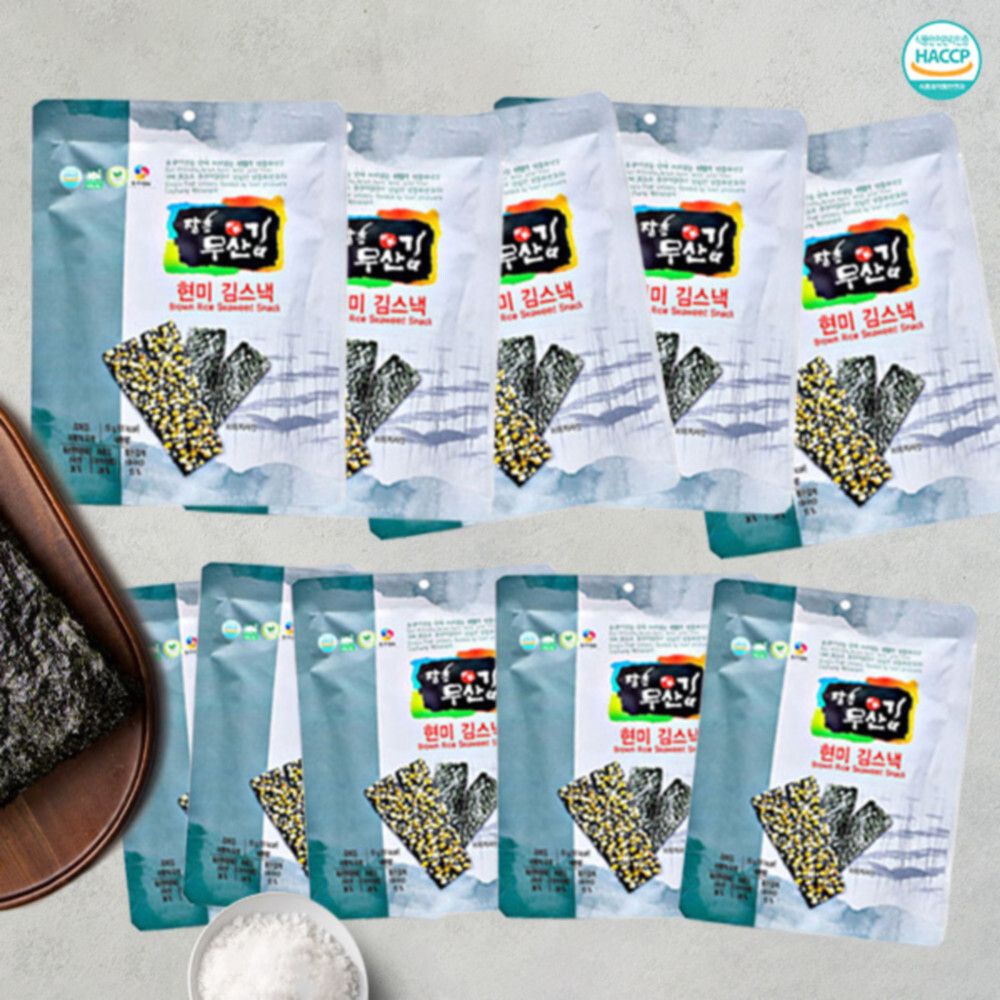 [산들해랑] 현미 김스낵 15gx10개/장흥무산김