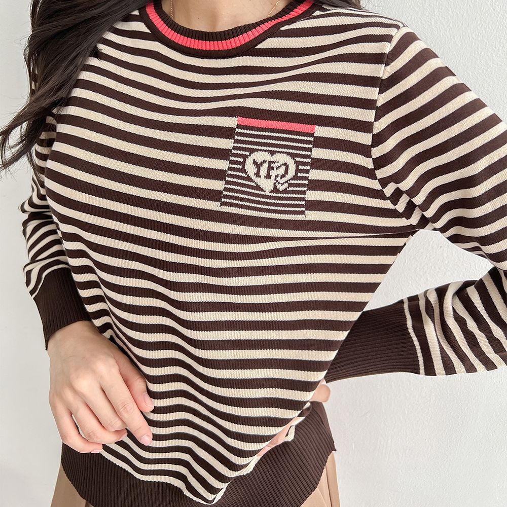 데일리 배색 스트라이프 간절기니트 4color