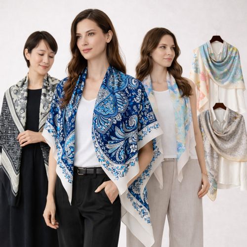 루시앙 와이드숄 대형 스카프 링클프리 냉방병 방지 머플러 (130x130)