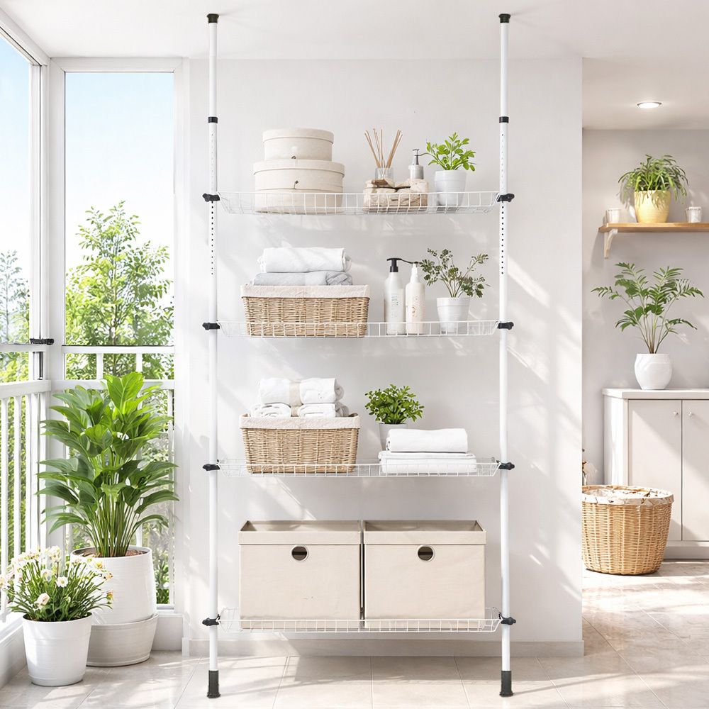 [보노하우스] 베란다 선반 4단 (블랙) 좁은 공간 벽면 활용