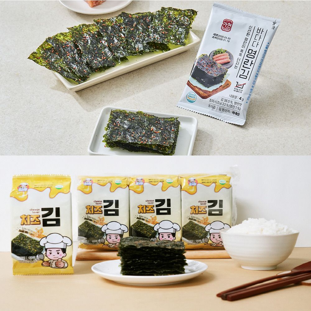 [알뜰특가] 매콤단백 바다다 명란김 / 고소한 체다치즈 치즈김 (2종)