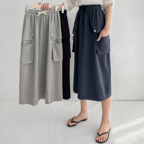 포인트 밴딩 사이드포켓 스커트 FREE(55~77)