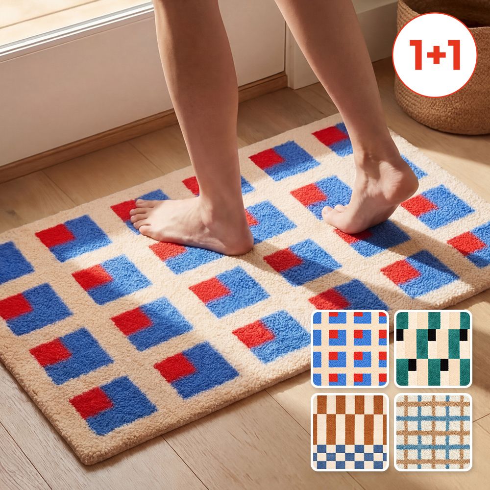 [1+1] 레트로 극세사 발매트 인테리어 논슬립 사각 매트