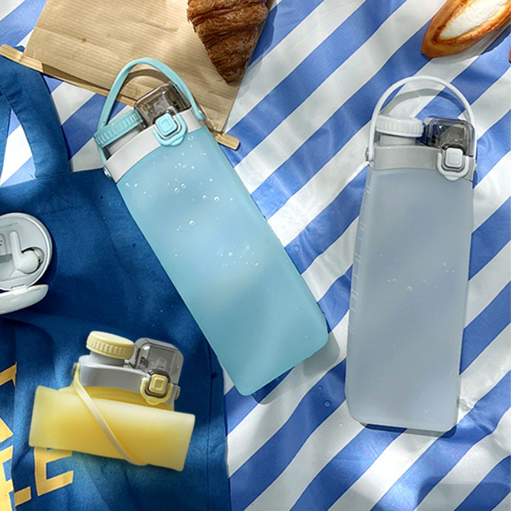 [리본제이]1+1 무디타 플래티넘 실리콘 물병 접이식 롤업 텀블러 물통 600ml / 빨대텀블러 휴대용 물통