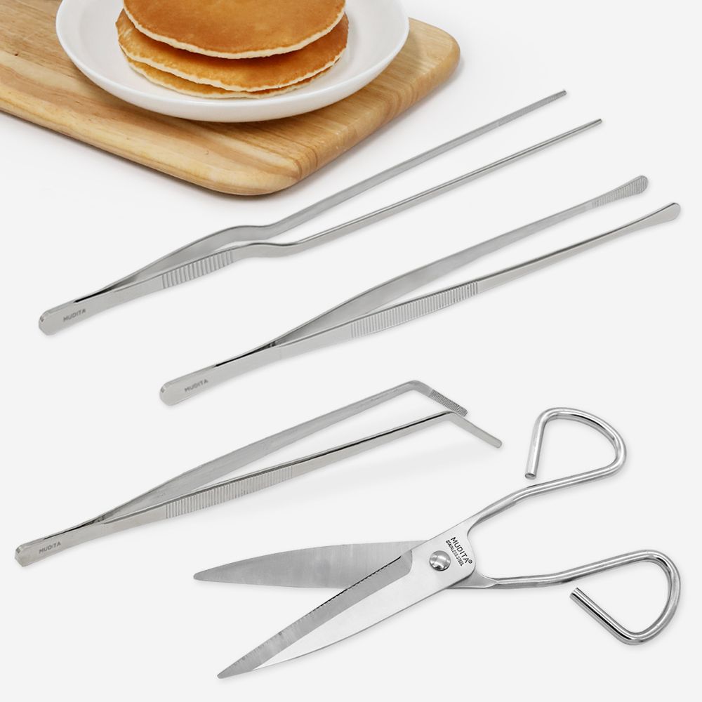 [리본제이]무디타 304 올스텐 요리용 핀셋 집게 3종세트 + 올스텐 주방가위