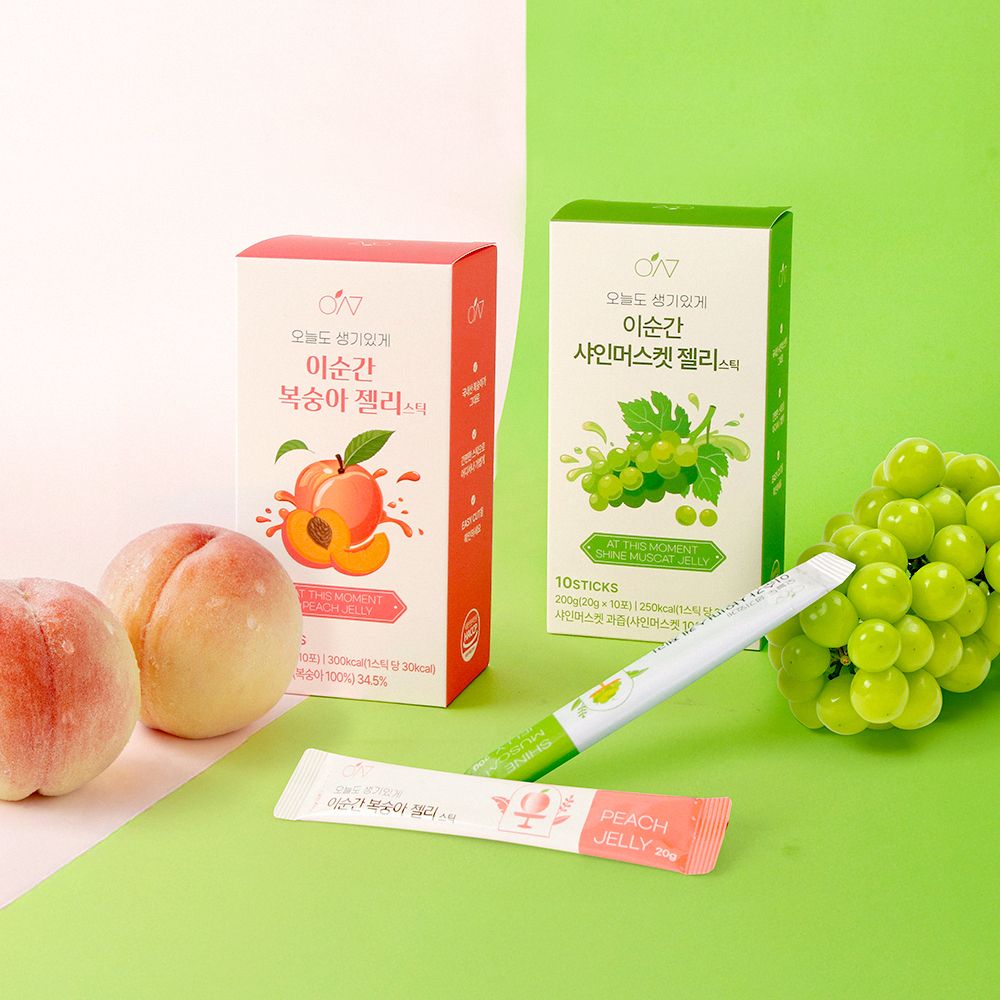 [심박] 이순간 젤리스틱 (복숭아, 샤인머스켓) 10개입 1박스