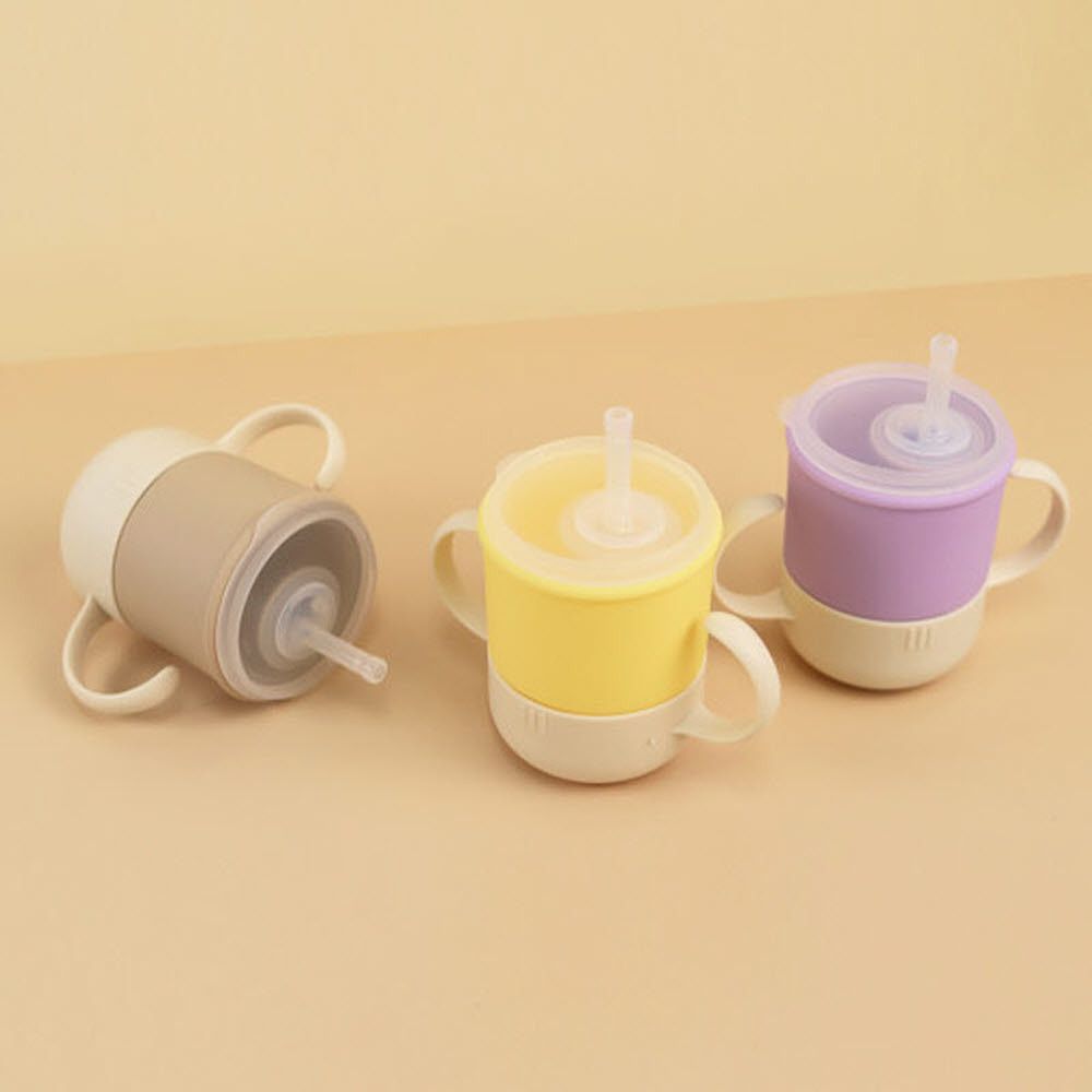 [모니] 실리콘 양손 멀티 빨대컵 250ml 흘림방지 아기컵 유아식기