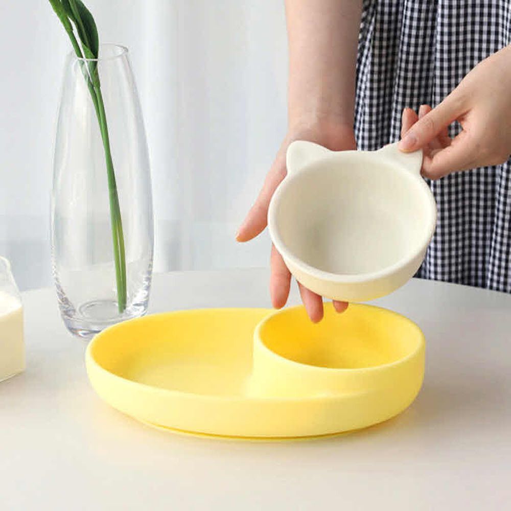 [모니] 실리콘 유아식기 아기식판 이유식 그릇 흡착식판 트윈볼 2구