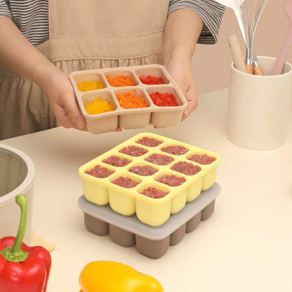 [모니] 삼중밀폐 실리콘 이유식 큐브 보관용기