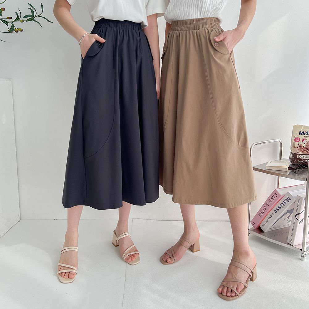 모던 포켓 밴딩 스커트 FREE(55~77)