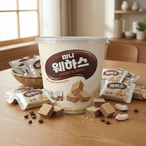 바삭 황금비율! 개별포장 미니 웨하스 168g 3개 (블루베리맛/코코넛커피맛)