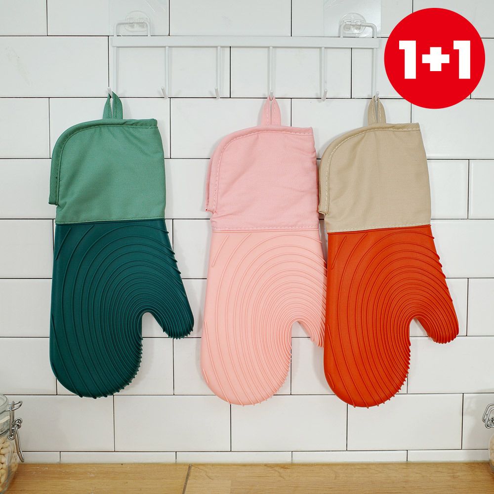 [부엌다옴] 1+1 실리콘 주방 오븐장갑 대 (총2P) 3color
