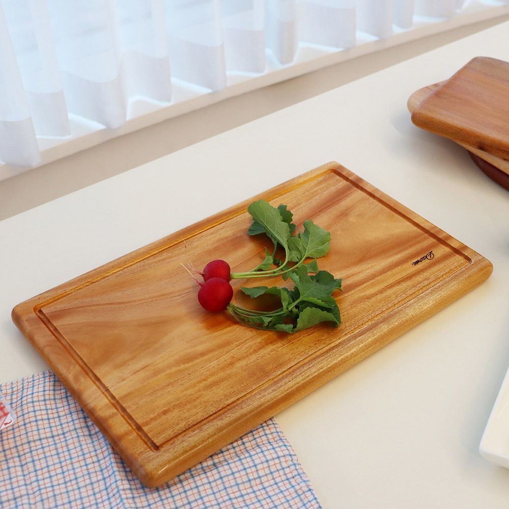 [부엌다옴] (99.9%항균) 마호가니 원목 도마 사각홈