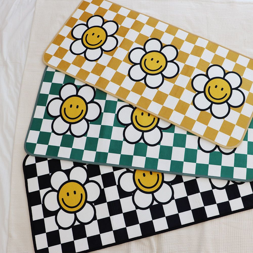 [부엌다옴] 체크 데이지 발매트 1P (그린/블랙/옐로우)