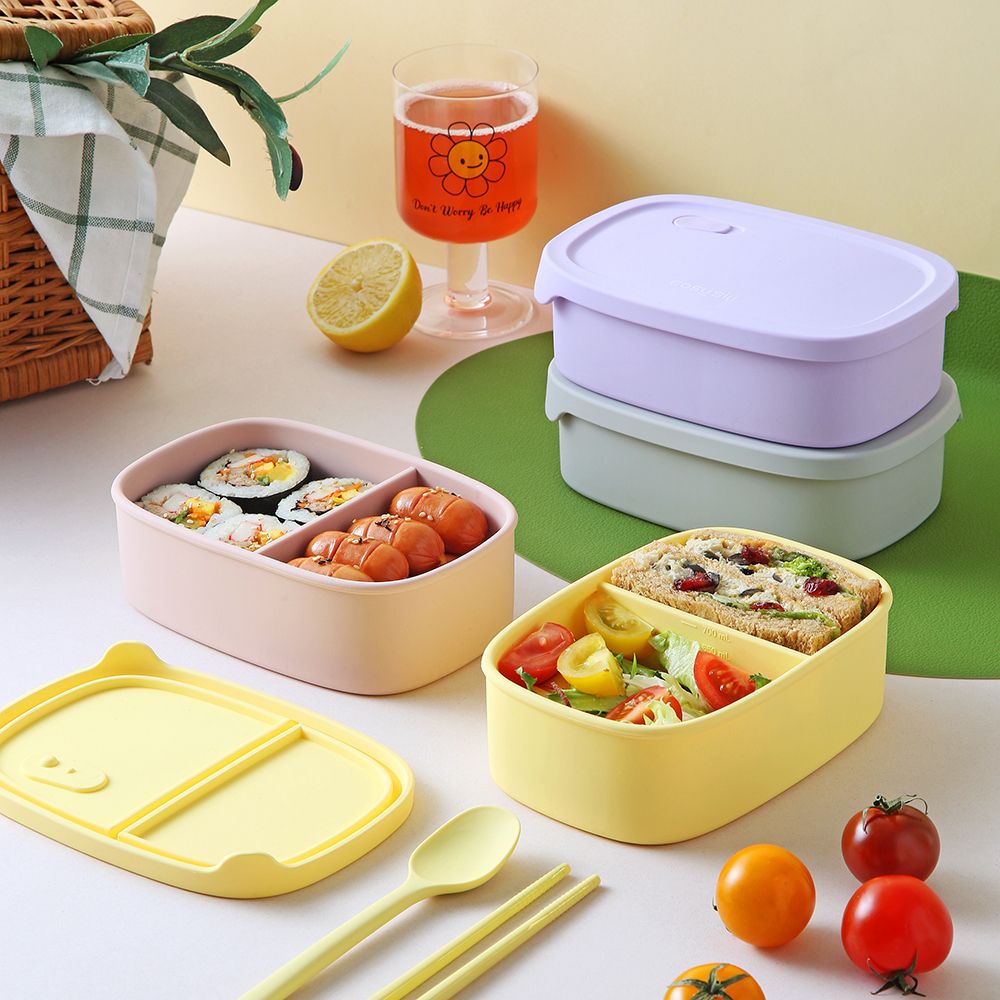 이지실리 스팀홀 실리콘 2칸 도시락통 4color