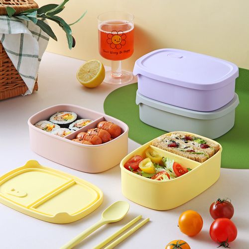 이지실리 스팀홀 실리콘 2칸 도시락통 4color