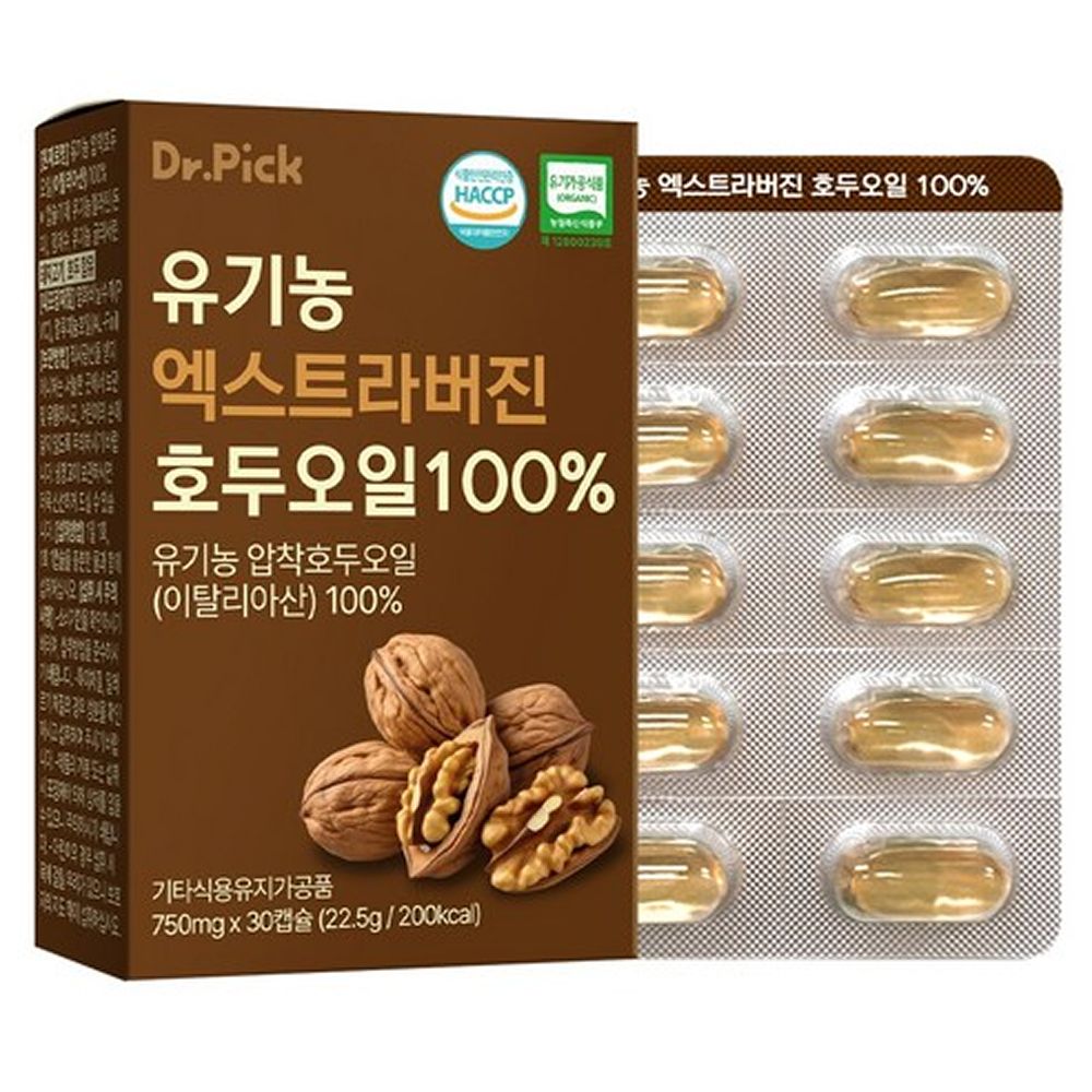 닥터픽 유기농 엑스트라버진 호두오일 100% 30캡슐