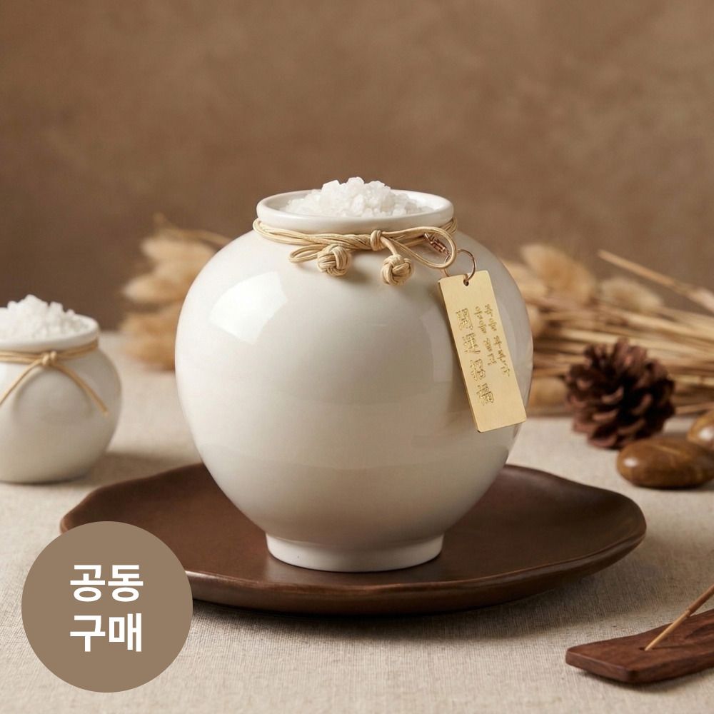 [공동구매] 액운을 덜어내고 복과 평안을 담아낸, 순백 달항아리 소금단지